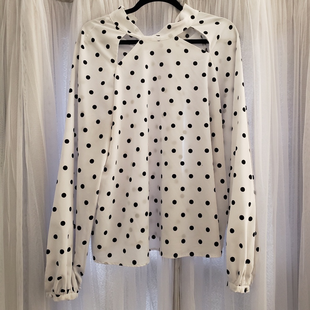 White polka dot blouse